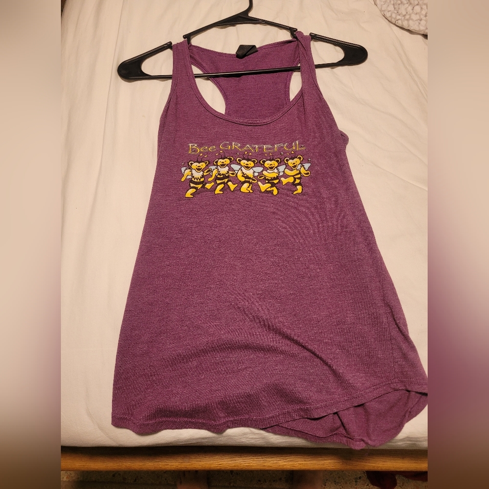 Bee grateful purple racerback